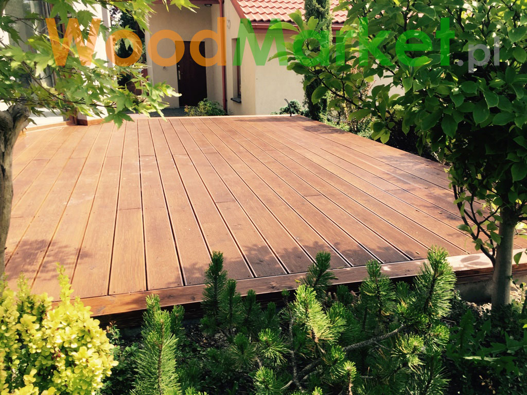 Taras z modrzewia syberyjskiego kolor orzech